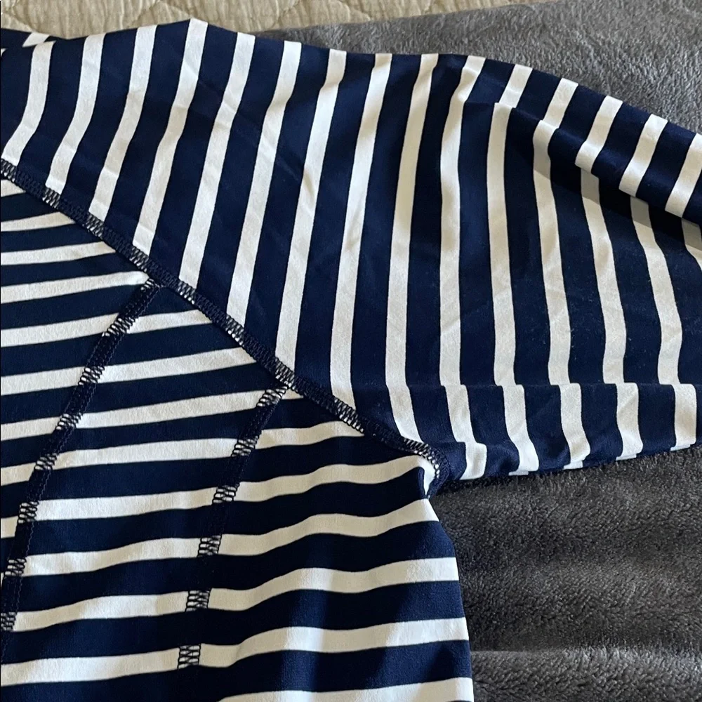 Coolibar Blue and White Striped Long-Sleeve Rash Guard - Picture 12 of 14